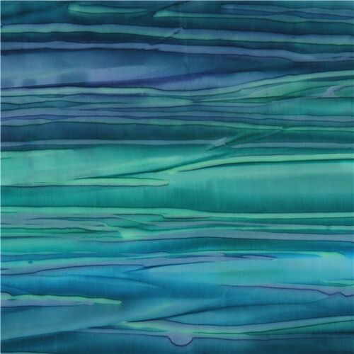 turquoise green Robert Kaufman batik stripe fabric Fabric