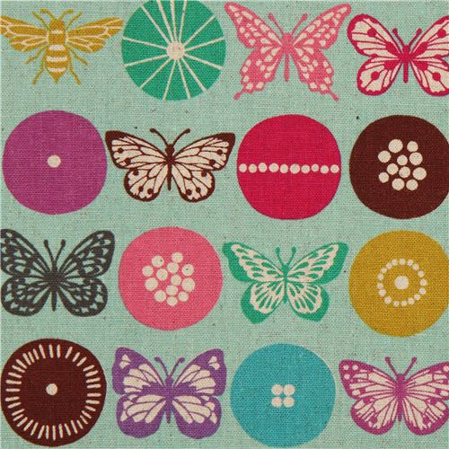 turquoise insect echino canvas fabric insect 1