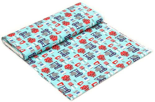 turquoise kitchen utensil fabric by Robert Kaufman USA Fabric by Robert ...