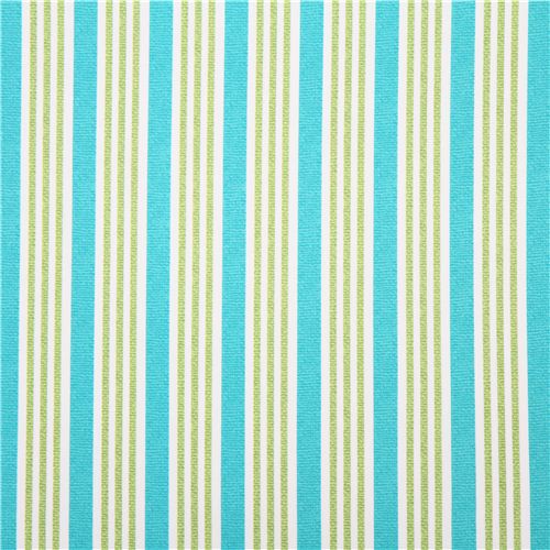 turquoise lime green white stripe fabric Michael Miller 2