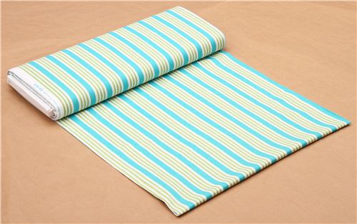 turquoise lime green white stripe fabric Michael Miller 3