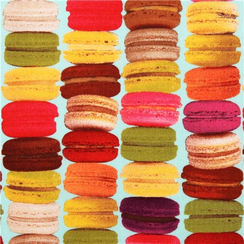 turquoise macaron macaroon sweets fabric from Japan 1