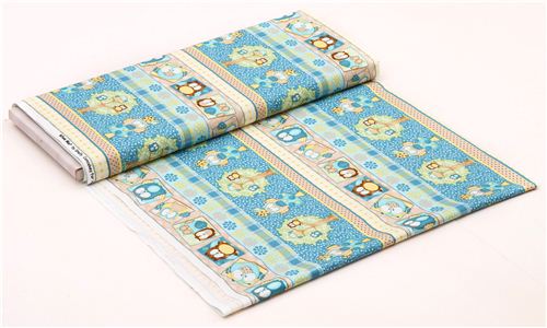 turquoise owl forest tissu srie animaux by Henry Glass 4