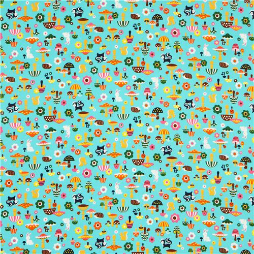 turquoise oxford forest fabric by Cosmo from Japan 2