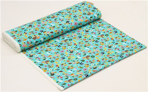 turquoise oxford forest fabric by Cosmo from Japan 3