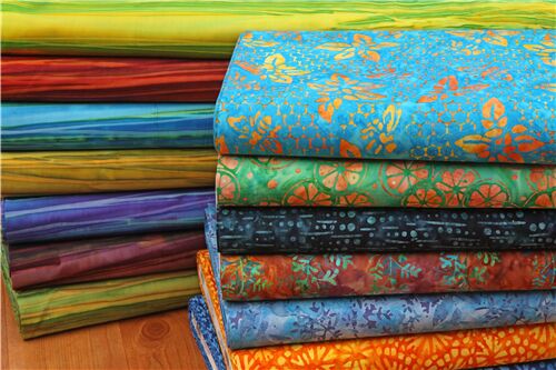 Remnant (45 x 112 cm) - turquoise purple Robert Kaufman batik stripe fabric 5