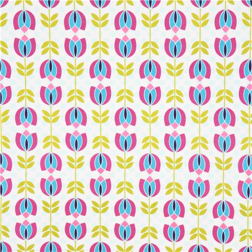 turquoise-purple tulip Michael Miller interlock fabric 2