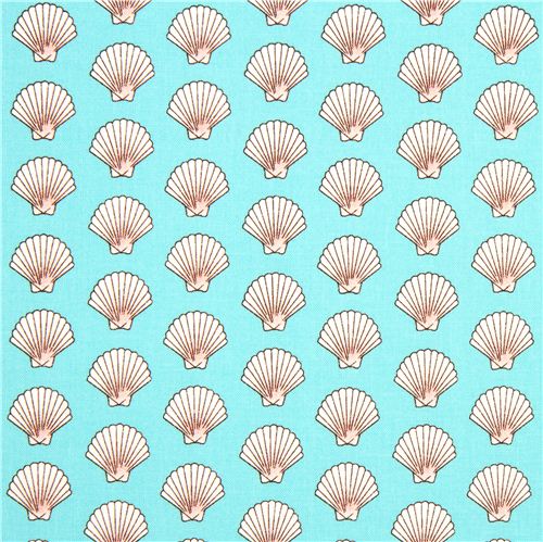 turquoise sailor fabric with shells by Michael Miller  2