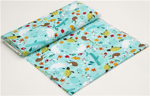 turquoise sea animal fabric par Robert Kaufman USA 3