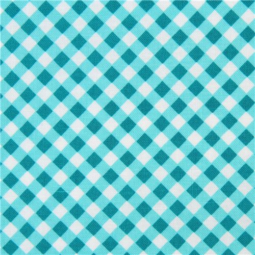 turquoise teal white checkered fabric Michael Miller Cross Check - modeS4u