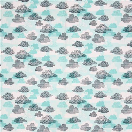 turquoise-white Passing Clouds striped clouds Cloud 9 organic cotton ...