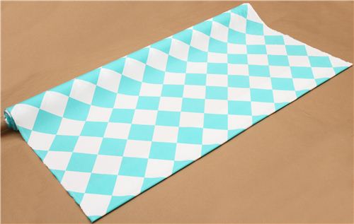 turquoise white checkered Michael Miller fabric from the USA 3
