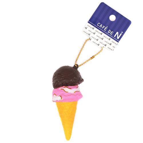 Café De N Yellow Pink Double Scoop Ice-cream Super Soft Squishy Cellphone  Charms - Marble Caramel