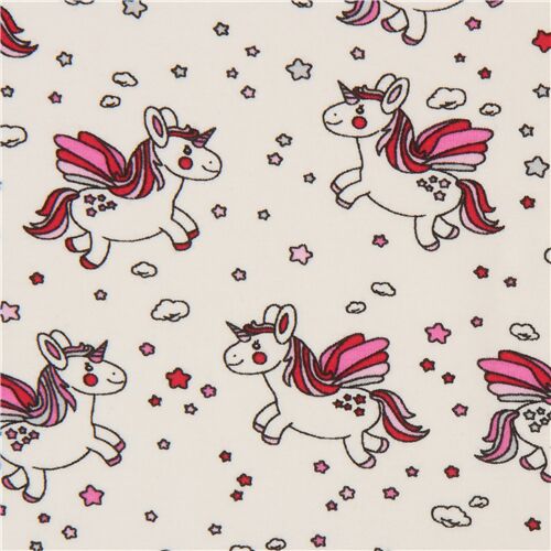 unicorn and mini fabric in cream by Stof - modeS4u