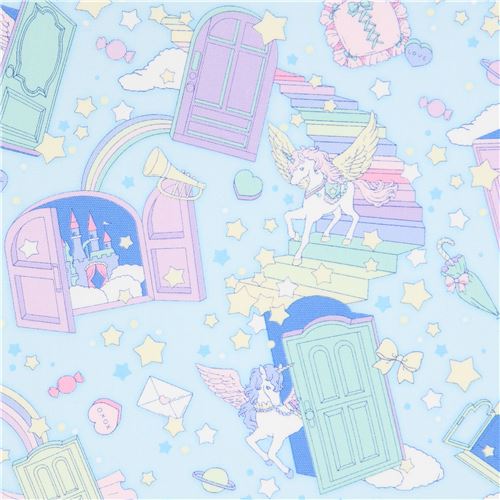 tessuto celeste Cosmo unicorni oxford stelle Tessuto
