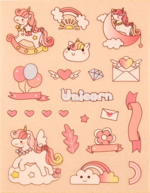 unicorn stamp castle merry go round pink glitter stickers word pink kawaii 3
