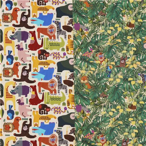 unique two in one print jungle animals theme Japanese cotton fabric -  modeS4u