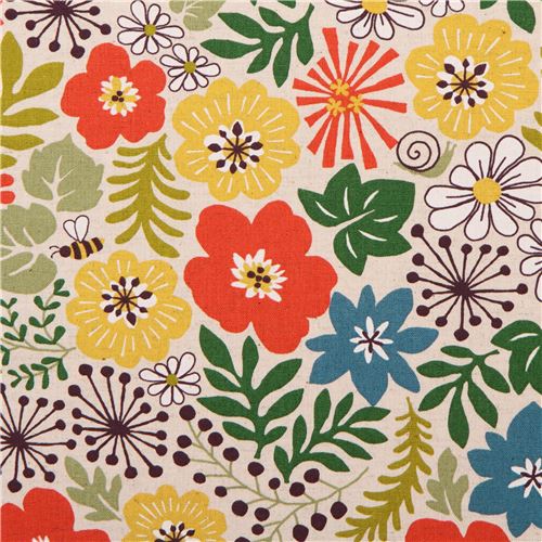 vibrant natural colored flower canvas fabric Fabric by Cosmo - modes4u