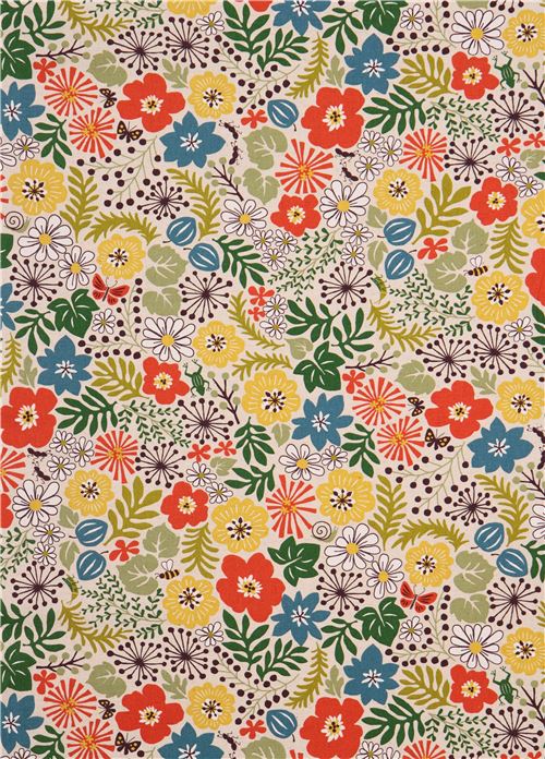vibrant natural colored flower canvas fabric 2