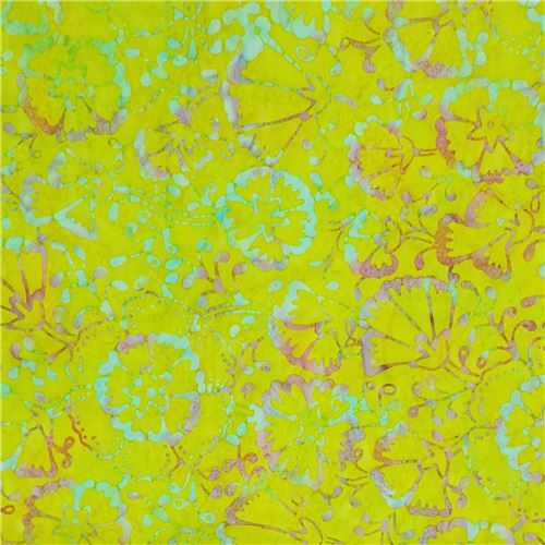 vine and flower batik fabric by Timeless Treasures in light lime green Fabric