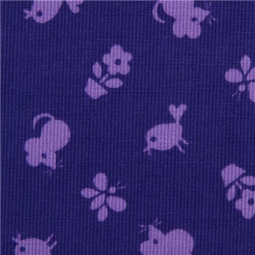 Tela violeta de pana con ratones, pájaros Timeless Treasures - modesS4u