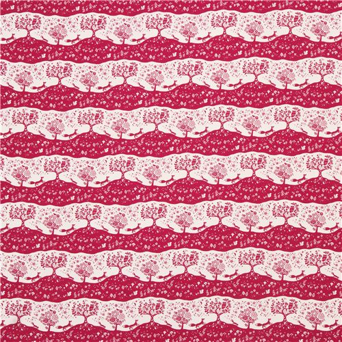 violet-cream forest fox cotton fabric from Japan  3