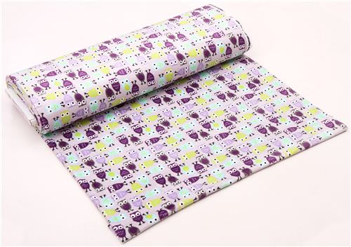 violet owl minky fabric fleece plush Robert Kaufman 3