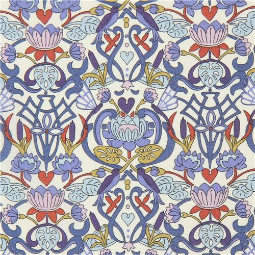 water lily flower Liberty Fabrics Tana Lawn cotton fabric in off-white Fabric