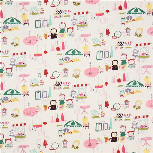white Alexander Henry animal fabric with flea market animals 2