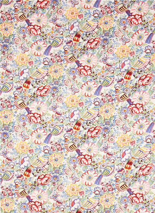 white Alexander Henry dove and flower fabric USA 2