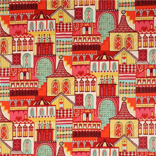 white Alexander Henry fabric with russian village 2