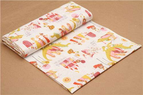 white Alexander Henry fairy tale fabric princess dragon 3