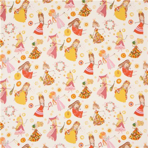 white Alexander Henry fairy tale fabric with princesses 2