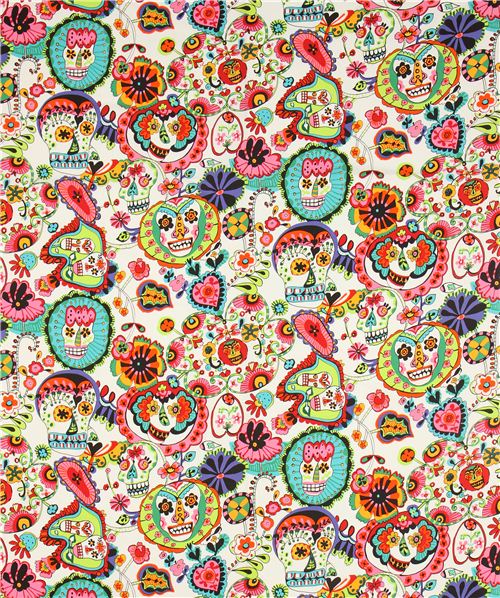 white Alexander Henry flower skull fabric USA 2