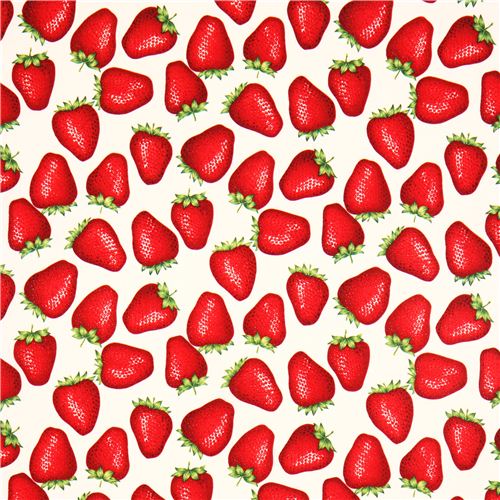 white Alexander Henry fruit strawberry fabric Fabric by Alexander Henry ...