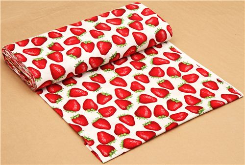 white Alexander Henry fruit strawberry fabric 3