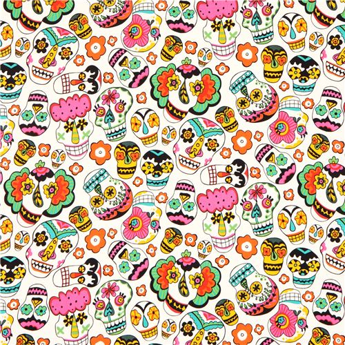 white Alexander Henry skull fabric Alegria 2