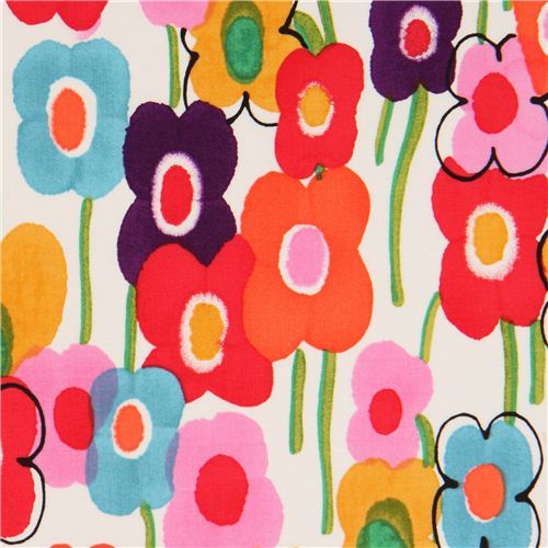 white Alexander Henry stretched flower fabric Fabric
