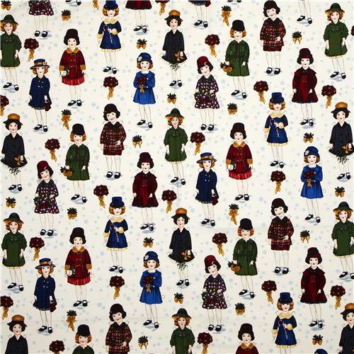 white Christmas fabric paper dolls Robert Kaufman 4