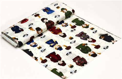 white Christmas fabric paper dolls Robert Kaufman 5
