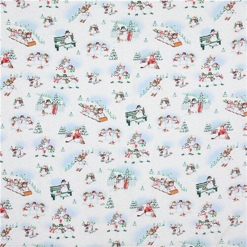 Im Snow Cute Snowman Activities Fabric by Robert Kaufman - modeS4u