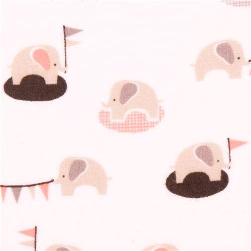 white Cloud 9 elephant organic flannel fabric Ele-fete 7