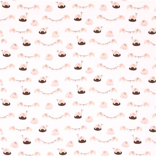 white Cloud 9 elephant organic flannel fabric Ele-fete 8