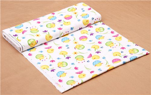 white Easter chick fabric Just Hatched Quilting Treasures 3
