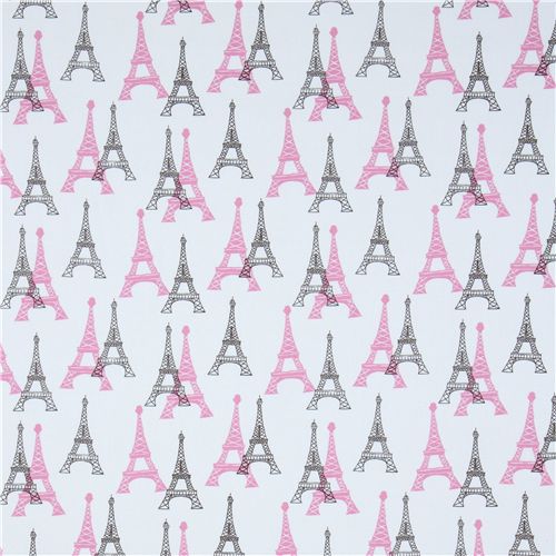 white Eiffel Tower fabric Robert Kaufman designer Fabric by Robert ...