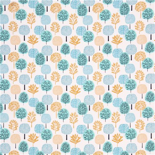 white 'Forest' tree Cloud 9 organic coton fabric 2
