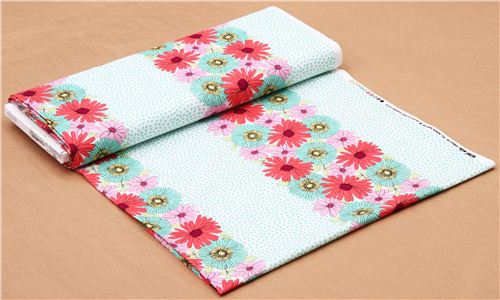 white Garden Path Michael Miller flower fabric 3
