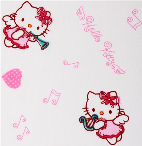 white Hello Kitty Fabric angel with harp Sanrio 0.5m 1