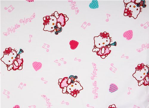 white Hello Kitty Fabric angel with harp Sanrio 0.5m 2