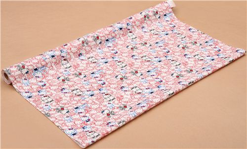 white Hello Kitty Kitty and Mimmy Sanrio laminate fabric from Japan 4